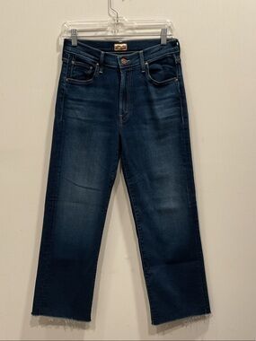 MOTHER Mid Rise Rambler Zip ankle fray